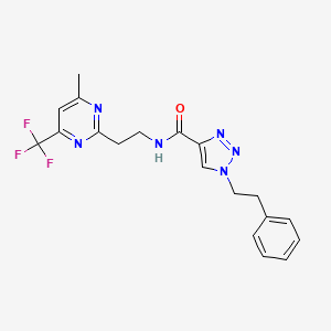 molecular formula C19H19F3N6O B5127531 N-{2-[4-methyl-6-(trifluoromethyl)-2-pyrimidinyl]ethyl}-1-(2-phenylethyl)-1H-1,2,3-triazole-4-carboxamide 