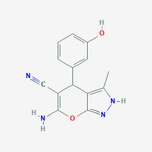 B512756 6-Amino-4-(3-hydroxyphenyl)-3-methyl-1,4-dihydropyrano[2,3-c]pyrazole-5-carbonitrile CAS No. 89607-42-1