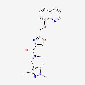molecular formula C22H23N5O3 B5127775 N-methyl-2-(quinolin-8-yloxymethyl)-N-[(1,3,5-trimethylpyrazol-4-yl)methyl]-1,3-oxazole-4-carboxamide 