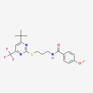 molecular formula C20H24F3N3O2S B5127833 N-(3-{[4-tert-butyl-6-(trifluoromethyl)-2-pyrimidinyl]thio}propyl)-4-methoxybenzamide 