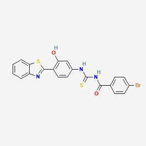 molecular formula C21H14BrN3O2S2 B5128120 N-[[4-(1,3-benzothiazol-2-yl)-3-hydroxyphenyl]carbamothioyl]-4-bromobenzamide 