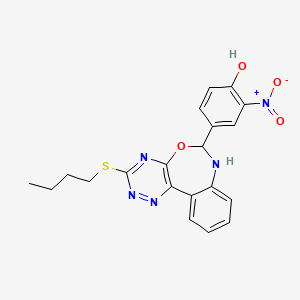 molecular formula C20H19N5O4S B5128232 4-[3-(Butylsulfanyl)-6,7-dihydro[1,2,4]triazino[5,6-D][3,1]benzoxazepin-6-YL]-2-nitrophenol 