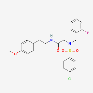 molecular formula C24H24ClFN2O4S B5128342 N~2~-[(4-chlorophenyl)sulfonyl]-N~2~-(2-fluorobenzyl)-N-[2-(4-methoxyphenyl)ethyl]glycinamide 
