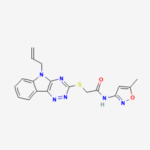 molecular formula C18H16N6O2S B5128567 N-(5-methyl-1,2-oxazol-3-yl)-2-{[5-(prop-2-en-1-yl)-5H-[1,2,4]triazino[5,6-b]indol-3-yl]sulfanyl}acetamide 
