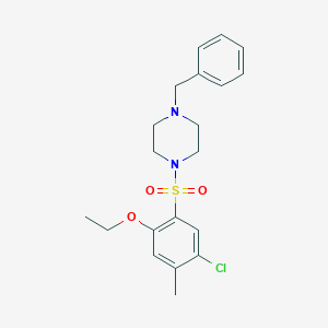 molecular formula C20H25ClN2O3S B512897 1-Benzyl-4-(5-chloro-2-ethoxy-4-methylbenzenesulfonyl)piperazine CAS No. 717894-09-2