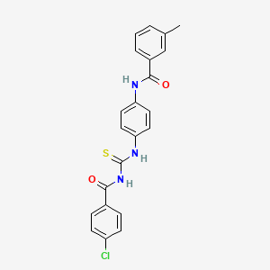 molecular formula C22H18ClN3O2S B5129006 N-[4-({[(4-chlorophenyl)carbonyl]carbamothioyl}amino)phenyl]-3-methylbenzamide 