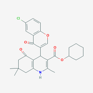 molecular formula C28H30ClNO5 B5129226 cyclohexyl 4-(6-chloro-4-oxo-4H-chromen-3-yl)-2,7,7-trimethyl-5-oxo-1,4,5,6,7,8-hexahydroquinoline-3-carboxylate 