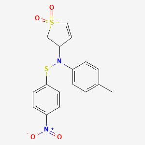 molecular formula C17H16N2O4S2 B5129347 N-(4-methylphenyl)-N-(4-nitrophenyl)sulfanyl-1,1-dioxo-2,3-dihydrothiophen-3-amine 