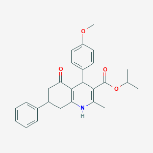 molecular formula C27H29NO4 B5129414 Propan-2-yl 4-(4-methoxyphenyl)-2-methyl-5-oxo-7-phenyl-1,4,5,6,7,8-hexahydroquinoline-3-carboxylate 