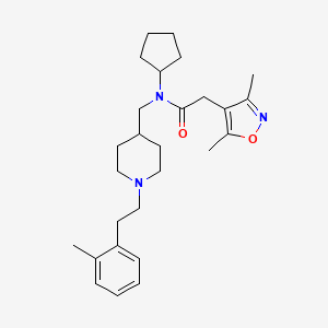 molecular formula C27H39N3O2 B5129686 N-cyclopentyl-2-(3,5-dimethyl-1,2-oxazol-4-yl)-N-[[1-[2-(2-methylphenyl)ethyl]piperidin-4-yl]methyl]acetamide 