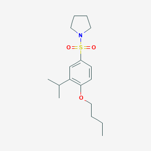 molecular formula C17H27NO3S B512990 Butyl 2-isopropyl-4-(1-pyrrolidinylsulfonyl)phenyl ether CAS No. 941008-79-3