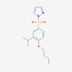 molecular formula C16H22N2O3S B512995 butyl 2-isopropyl-4-(1H-pyrazol-1-ylsulfonyl)phenyl ether CAS No. 942702-21-8