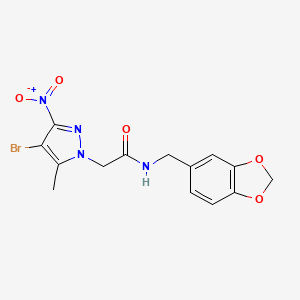 molecular formula C14H13BrN4O5 B5130271 N~1~-(1,3-BENZODIOXOL-5-YLMETHYL)-2-(4-BROMO-5-METHYL-3-NITRO-1H-PYRAZOL-1-YL)ACETAMIDE 