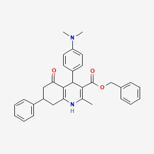molecular formula C32H32N2O3 B5130354 Benzyl 4-[4-(dimethylamino)phenyl]-2-methyl-5-oxo-7-phenyl-1,4,5,6,7,8-hexahydroquinoline-3-carboxylate 