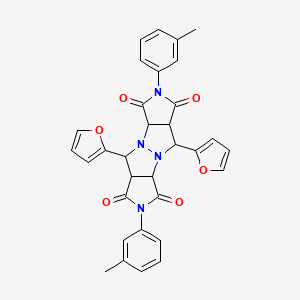 molecular formula C32H26N4O6 B5130640 7,14-Bis(furan-2-yl)-4,11-bis(3-methylphenyl)-1,4,8,11-tetrazatetracyclo[6.6.0.02,6.09,13]tetradecane-3,5,10,12-tetrone 