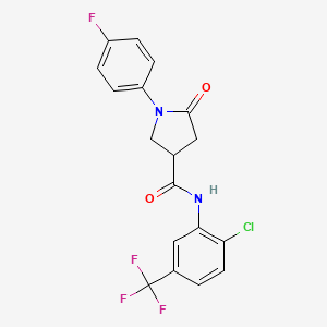 molecular formula C18H13ClF4N2O2 B5131078 N-[2-chloro-5-(trifluoromethyl)phenyl]-1-(4-fluorophenyl)-5-oxopyrrolidine-3-carboxamide 