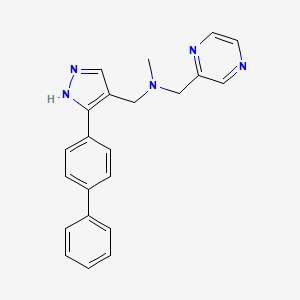 molecular formula C22H21N5 B5131264 N-methyl-1-[5-(4-phenylphenyl)-1H-pyrazol-4-yl]-N-(pyrazin-2-ylmethyl)methanamine 