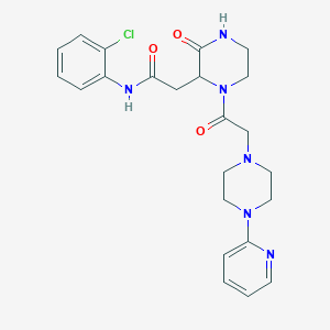 molecular formula C23H27ClN6O3 B5131295 N-(2-chlorophenyl)-2-(3-oxo-1-{2-[4-(2-pyridyl)piperazino]acetyl}-2-piperazinyl)acetamide 