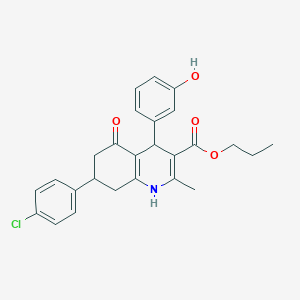 molecular formula C26H26ClNO4 B5131361 Propyl 7-(4-chlorophenyl)-4-(3-hydroxyphenyl)-2-methyl-5-oxo-1,4,5,6,7,8-hexahydroquinoline-3-carboxylate 