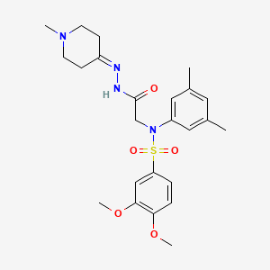 molecular formula C24H32N4O5S B5131518 N-(3,5-Dimethylphenyl)-3,4-dimethoxy-N-{[N'-(1-methylpiperidin-4-ylidene)hydrazinecarbonyl]methyl}benzene-1-sulfonamide 