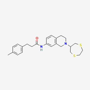 molecular formula C24H30N2OS2 B5132285 N-[2-(1,4-dithiepan-6-yl)-3,4-dihydro-1H-isoquinolin-7-yl]-3-(4-methylphenyl)propanamide 