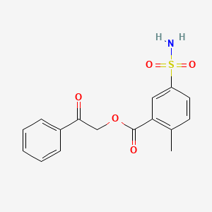 molecular formula C16H15NO5S B5132409 Phenacyl 2-methyl-5-sulfamoylbenzoate 