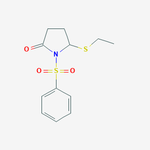 molecular formula C12H15NO3S2 B051326 1-Benzenesulphonyl-2-oxo-5-ethylthio-pyrrolidine CAS No. 120257-91-2