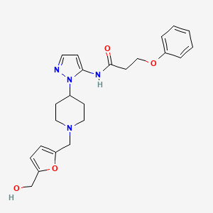 molecular formula C23H28N4O4 B5132631 N-[2-[1-[[5-(hydroxymethyl)furan-2-yl]methyl]piperidin-4-yl]pyrazol-3-yl]-3-phenoxypropanamide 