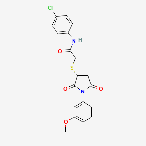 molecular formula C19H17ClN2O4S B5133408 N-(4-chlorophenyl)-2-{[1-(3-methoxyphenyl)-2,5-dioxopyrrolidin-3-yl]sulfanyl}acetamide 