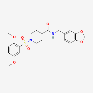 molecular formula C22H26N2O7S B5133467 N-(1,3-benzodioxol-5-ylmethyl)-1-(2,5-dimethoxyphenyl)sulfonylpiperidine-4-carboxamide 