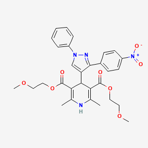 molecular formula C30H32N4O8 B5133665 Bis(2-methoxyethyl) 2,6-dimethyl-4-(3-(4-nitrophenyl)-1-phenyl-1H-pyrazol-4-yl)-1,4-dihydropyridine-3,5-dicarboxylate CAS No. 360789-86-2