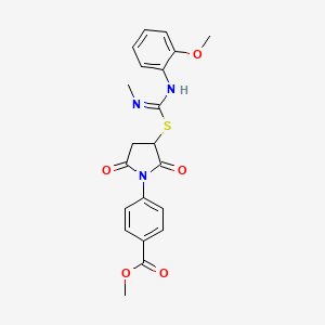 molecular formula C21H21N3O5S B5133729 METHYL 4-(3-{[(E)-N'-(2-METHOXYPHENYL)-N-METHYLCARBAMIMIDOYL]SULFANYL}-2,5-DIOXOPYRROLIDIN-1-YL)BENZOATE 