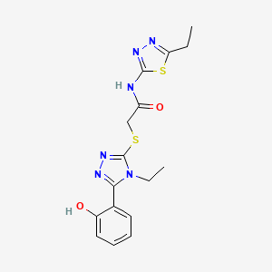 molecular formula C16H18N6O2S2 B5133754 N-(5-ETHYL-1,3,4-THIADIAZOL-2-YL)-2-{[4-ETHYL-5-(2-HYDROXYPHENYL)-4H-1,2,4-TRIAZOL-3-YL]SULFANYL}ACETAMIDE 