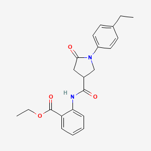 molecular formula C22H24N2O4 B5134208 Ethyl 2-({[1-(4-ethylphenyl)-5-oxopyrrolidin-3-yl]carbonyl}amino)benzoate 