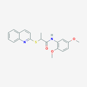 molecular formula C20H20N2O3S B5134235 N-(2,5-dimethoxyphenyl)-2-quinolin-2-ylsulfanylpropanamide 