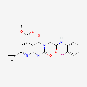 molecular formula C21H19FN4O5 B5134279 METHYL 7-CYCLOPROPYL-3-{[(2-FLUOROPHENYL)CARBAMOYL]METHYL}-1-METHYL-2,4-DIOXO-1H,2H,3H,4H-PYRIDO[2,3-D]PYRIMIDINE-5-CARBOXYLATE 