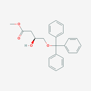 molecular formula C24H24O4 B051344 BUTANOIC ACID, 3-HYDROXY-4-(TRIPHENYLMETHOXY)-, METHYL ESTER, (S) CAS No. 113240-53-2