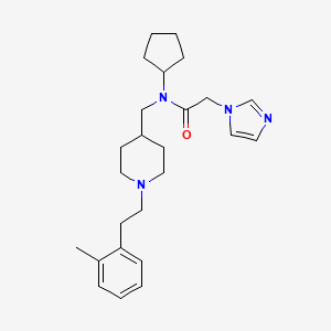 molecular formula C25H36N4O B5134489 N-cyclopentyl-2-imidazol-1-yl-N-[[1-[2-(2-methylphenyl)ethyl]piperidin-4-yl]methyl]acetamide 
