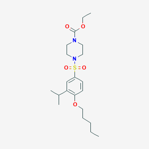 molecular formula C21H34N2O5S B513451 Ethyl 4-{[3-(methylethyl)-4-pentyloxyphenyl]sulfonyl}piperazinecarboxylate CAS No. 940988-78-3