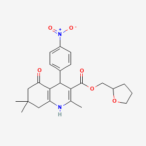 molecular formula C24H28N2O6 B5134529 Tetrahydrofuran-2-ylmethyl 2,7,7-trimethyl-4-(4-nitrophenyl)-5-oxo-1,4,5,6,7,8-hexahydroquinoline-3-carboxylate 