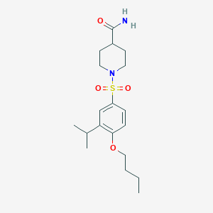 molecular formula C19H30N2O4S B513499 1-[(4-Butoxy-3-isopropylphenyl)sulfonyl]-4-piperidinecarboxamide CAS No. 941232-28-6
