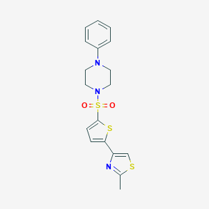 molecular formula C18H19N3O2S3 B513544 1-{[5-(2-Methyl-1,3-thiazol-4-yl)-2-thienyl]sulfonyl}-4-phenylpiperazine CAS No. 940992-74-5
