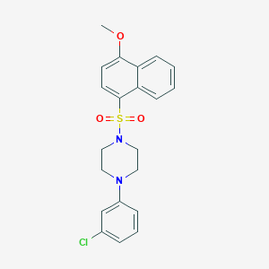 molecular formula C21H21ClN2O3S B513549 4-(3-Chlorophenyl)-1-[(4-methoxynaphthyl)sulfonyl]piperazine CAS No. 681844-76-8