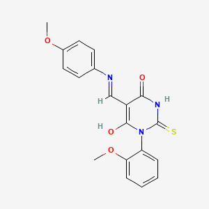molecular formula C19H17N3O4S B5136155 6-Hydroxy-1-(2-methoxyphenyl)-5-[(4-methoxyphenyl)iminomethyl]-2-sulfanylidenepyrimidin-4-one 