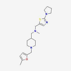 molecular formula C21H32N4OS B5136319 N-methyl-1-[1-[(5-methylfuran-2-yl)methyl]piperidin-4-yl]-N-[(2-pyrrolidin-1-yl-1,3-thiazol-5-yl)methyl]methanamine 