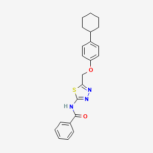 molecular formula C22H23N3O2S B5136459 N-[5-[(4-cyclohexylphenoxy)methyl]-1,3,4-thiadiazol-2-yl]benzamide 