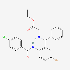 molecular formula C24H22BrClN2O3 B5136744 ETHYL 2-({[5-BROMO-2-(4-CHLOROBENZAMIDO)PHENYL](PHENYL)METHYL}AMINO)ACETATE 