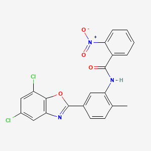 molecular formula C21H13Cl2N3O4 B5136856 N-[5-(5,7-dichloro-1,3-benzoxazol-2-yl)-2-methylphenyl]-2-nitrobenzamide 