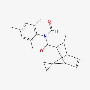 molecular formula C21H25NO2 B5136915 N-formyl-3-methyl-N-(2,4,6-trimethylphenyl)spiro[bicyclo[2.2.1]hept-5-ene-7,1'-cyclopropane]-2-carboxamide 