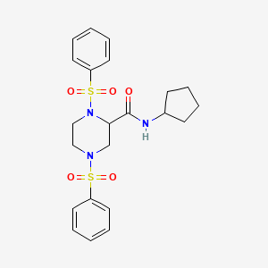 molecular formula C22H27N3O5S2 B5137127 N-cyclopentyl-1,4-bis(phenylsulfonyl)-2-piperazinecarboxamide 